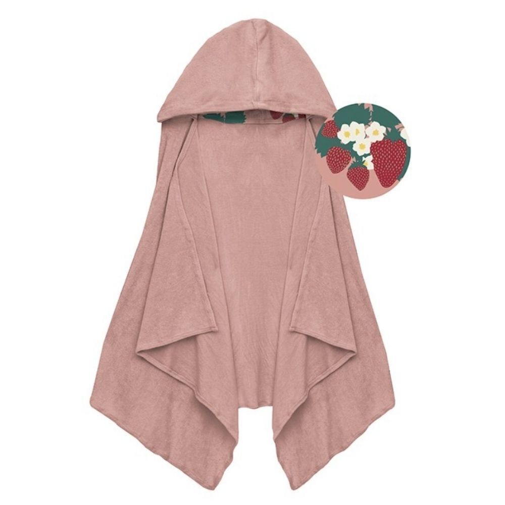 🔥clearancTerry Hooded Towel with Lined Hood in Blush with Blush Strawberry Farm